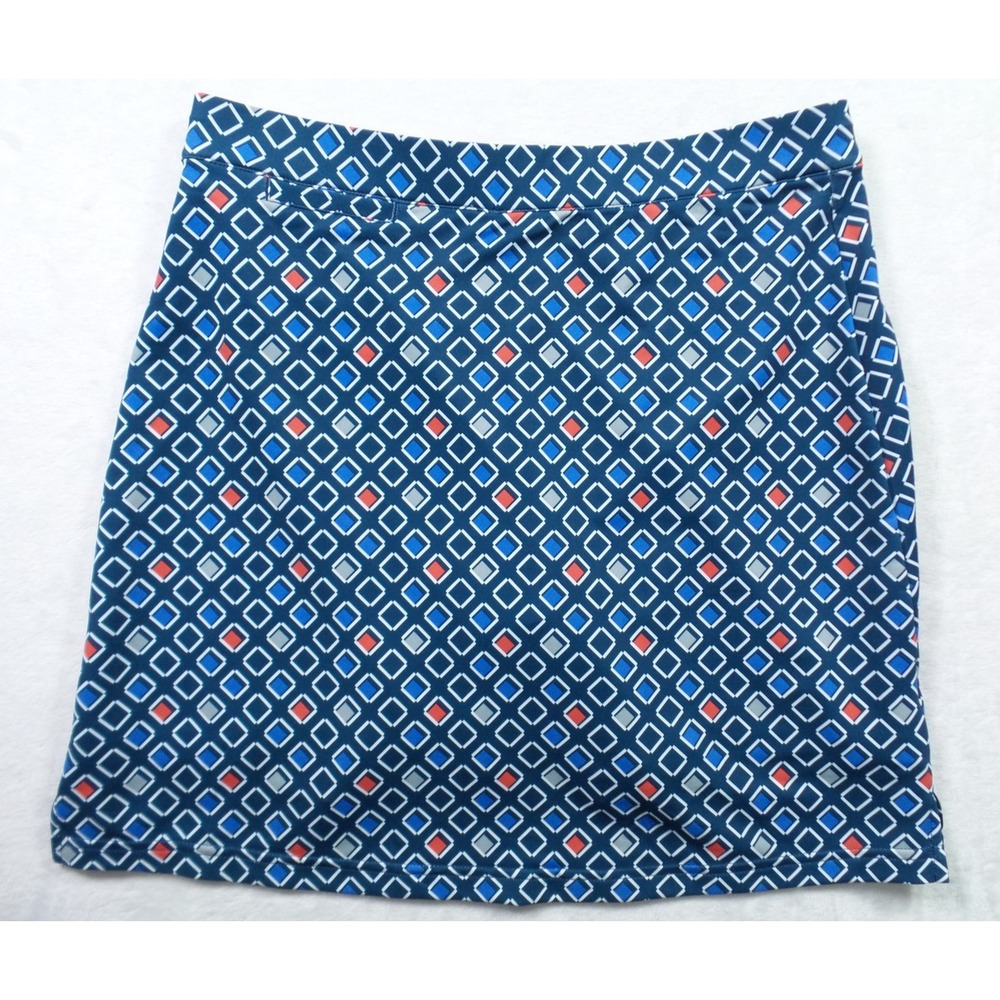 Peter Millar Skirt Womens Small Blue Geometric Pattern Golf UPF‎ 50 Pocket Skort